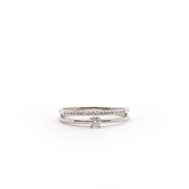 BAGUE femme OR blanc 375/000 diamant