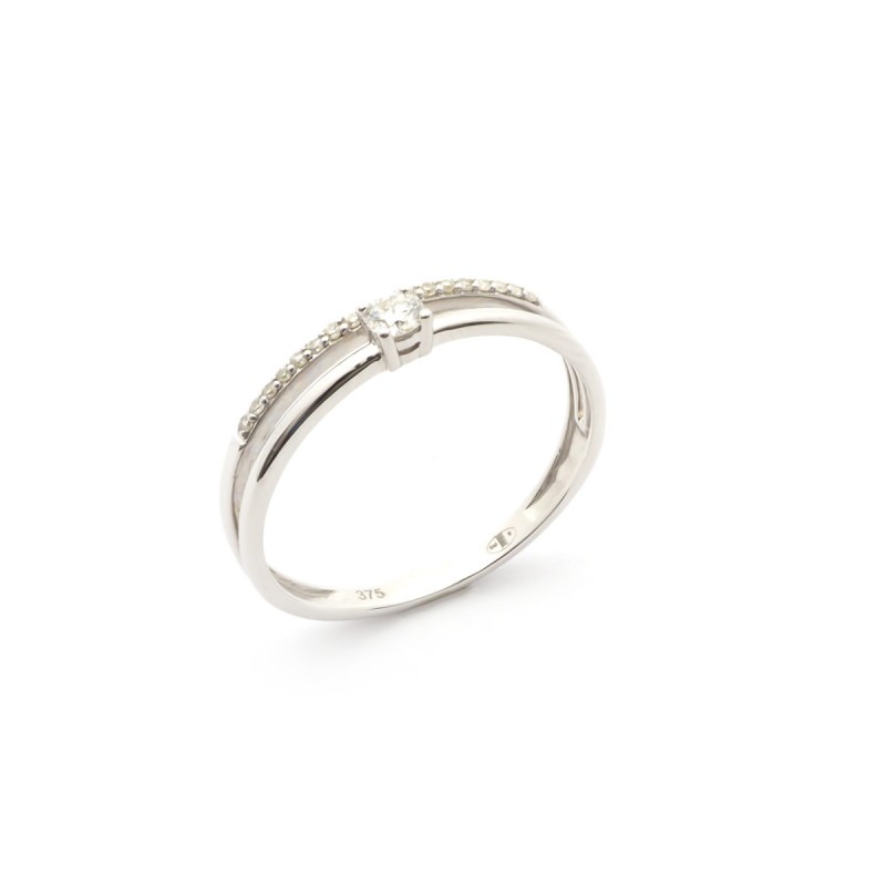 BAGUE femme OR blanc 375/000 diamant