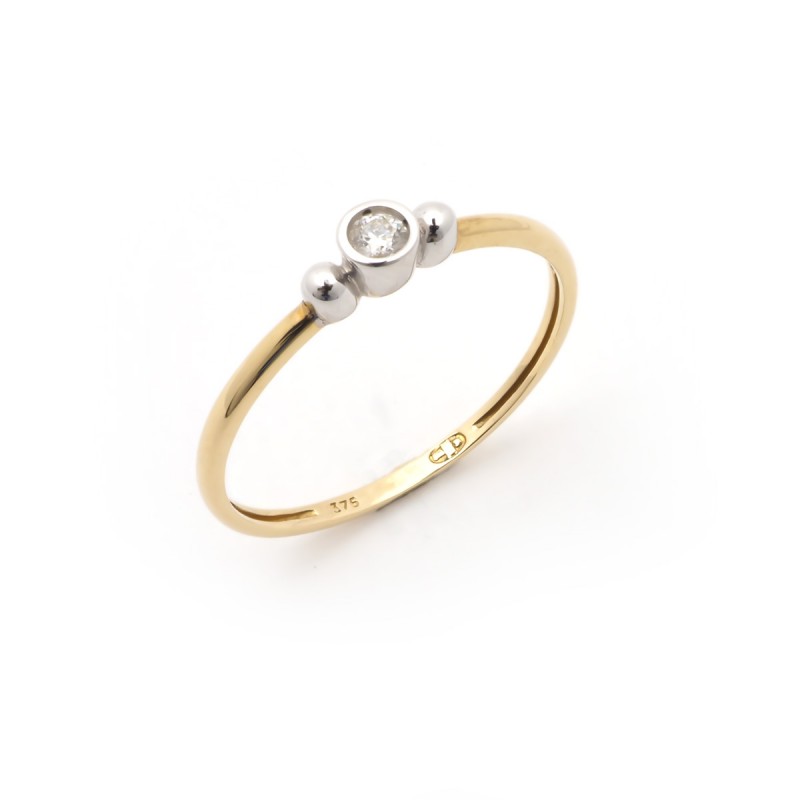 BAGUE FEMME SOLITAIRE OR JAUNE 375/000 DIAMANTS
