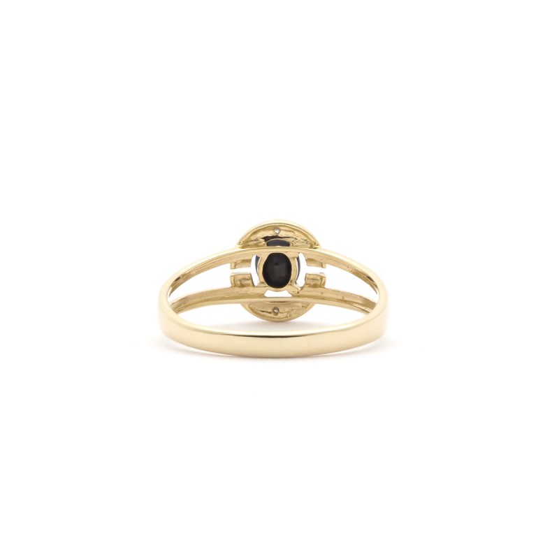 Bague Femme Or Jaune 375/000 avec Saphir 0,5C et Diamants