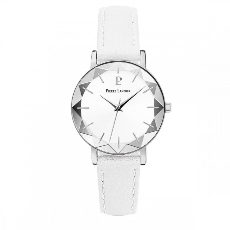 Montre Femme Pierre Lannier Collection Multiples avec un Bracelet en Cuir Blanc