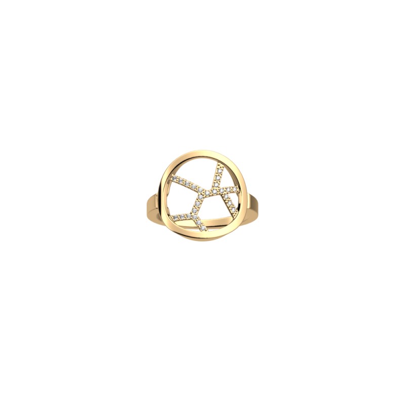 Bague femme ronde Les Georgettes motif girafe couleur or 16 mm