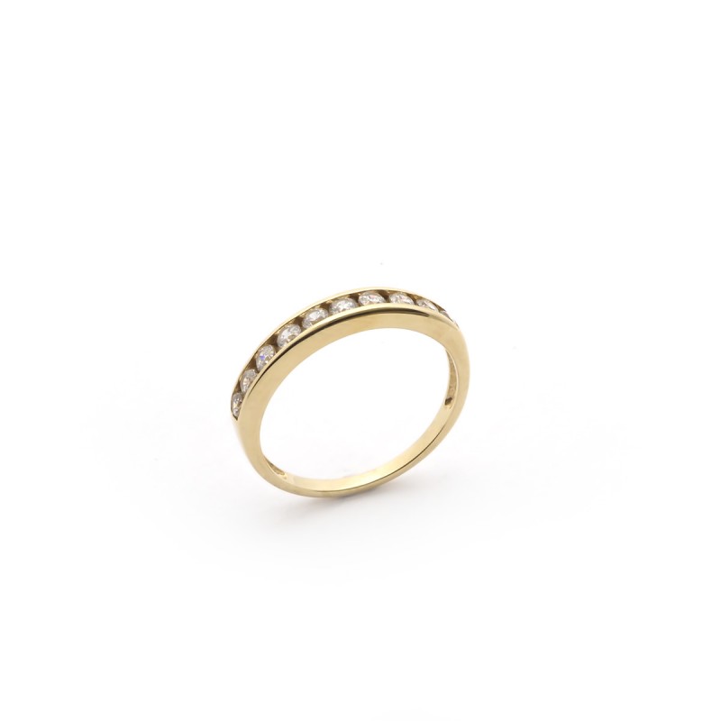 Bague Anneau femme Carador demi-tour serti rail Or 375/000 et Oxyde de zirconium