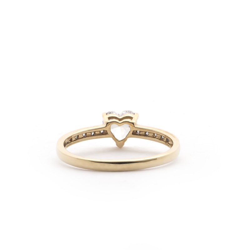 Bague coeur type solitaire accompagné Carador Or 375/000 et Oxyde de zirconium