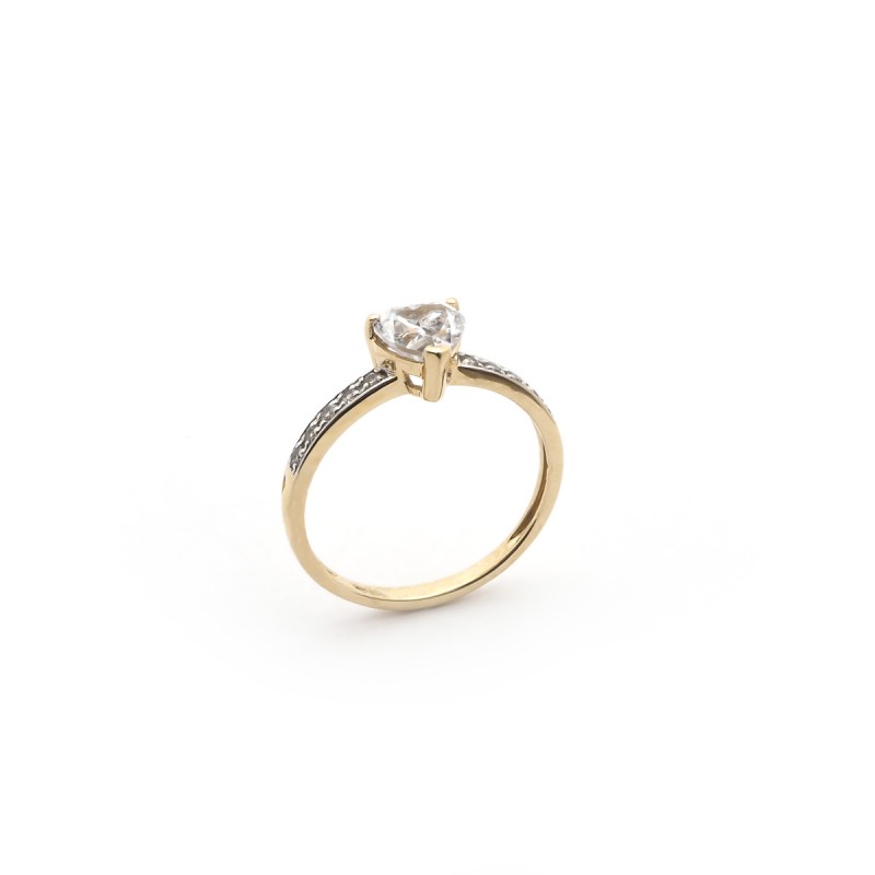 Bague coeur type solitaire accompagné Carador Or 375/000 et Oxyde de zirconium