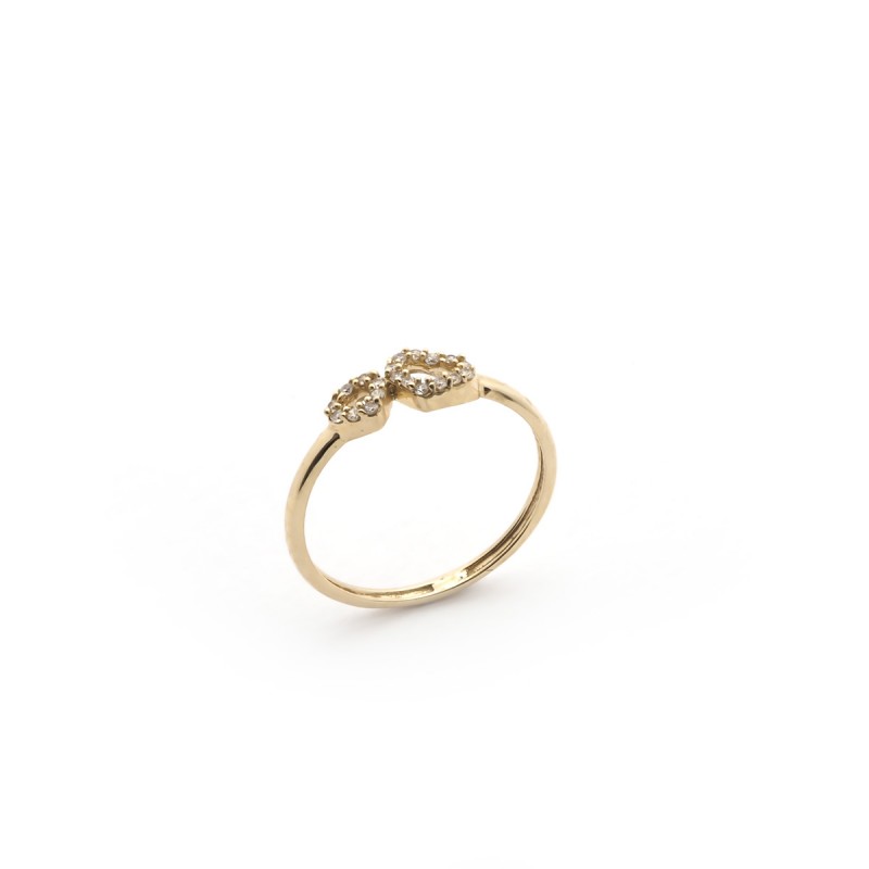 Bague double cœur femme Carador Or 375/000 et Oxyde de zirconium