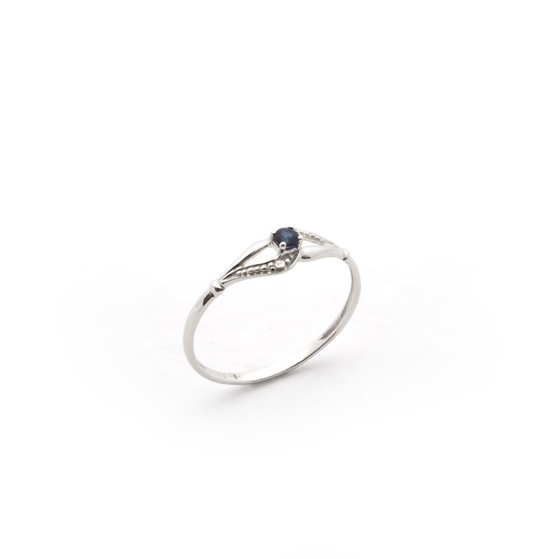 Bague Carador classique Or Blanc 375/000 et Saphir 0.09cts