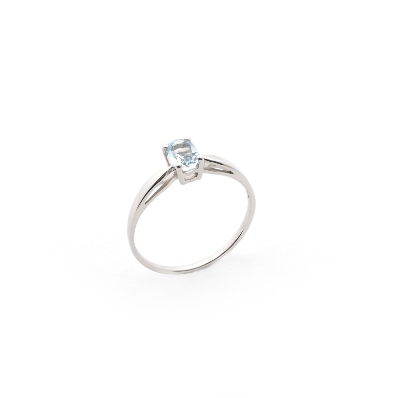 BAGUE FEMME CARADOR OR BLANC 375/000 ET SOLITAIRE TOPAZE