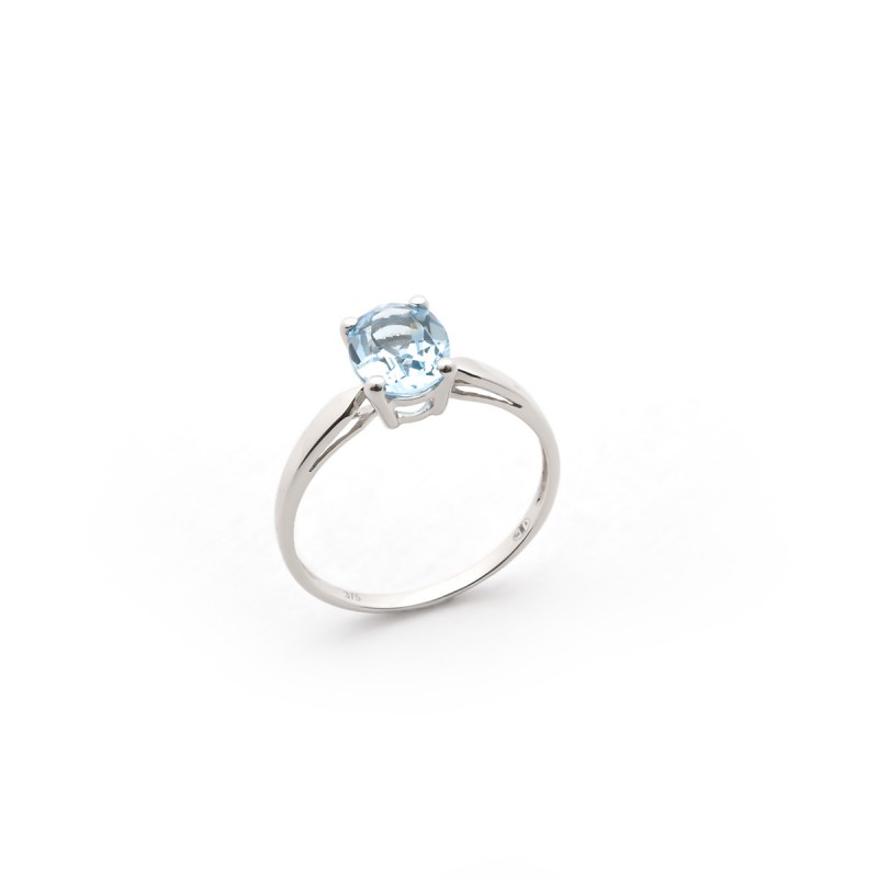 Solitaire Carador Or blanc 375/000 et Topaze