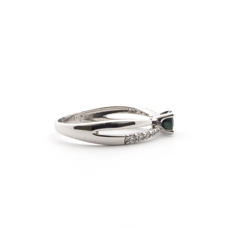 Bague Carador Saphir, Oxydes de zirconium et Or blanc 375/000
