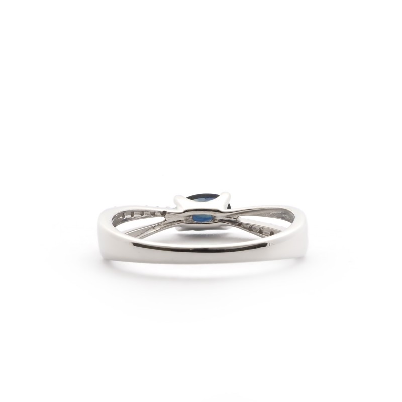 Bague Carador Saphir, Oxydes de zirconium et Or blanc 375/000