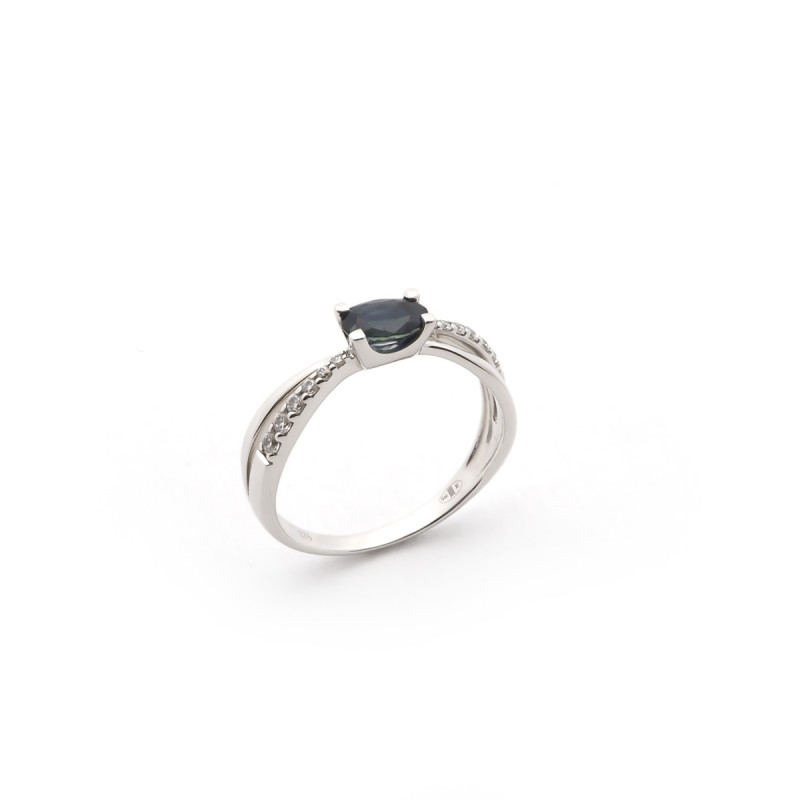 Bague Carador Saphir, Oxydes de zirconium et Or blanc 375/000