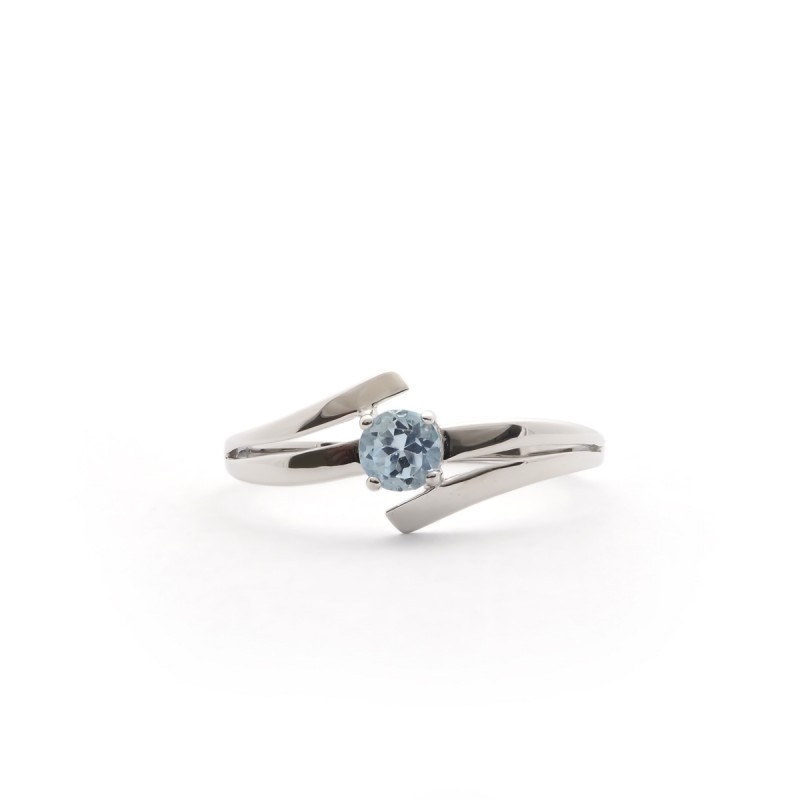 Solitaire Carador Or blanc 375/000 et topaze de 0.22 cts