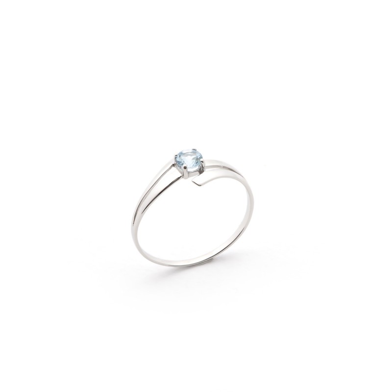 Solitaire Carador Or blanc 375/000 et topaze de 0.22 cts