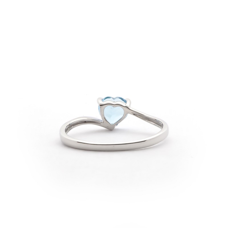 Solitaire Carador or blanc 375/000 Topaze cœur 0,95 cts