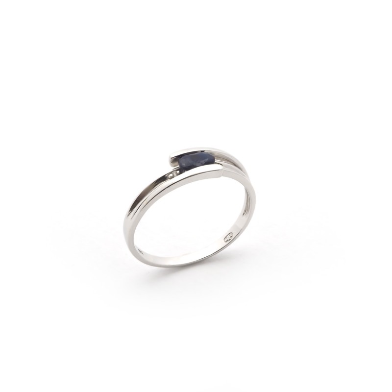 Bague Carador or blanc 375/000 et saphir 0.35 cts