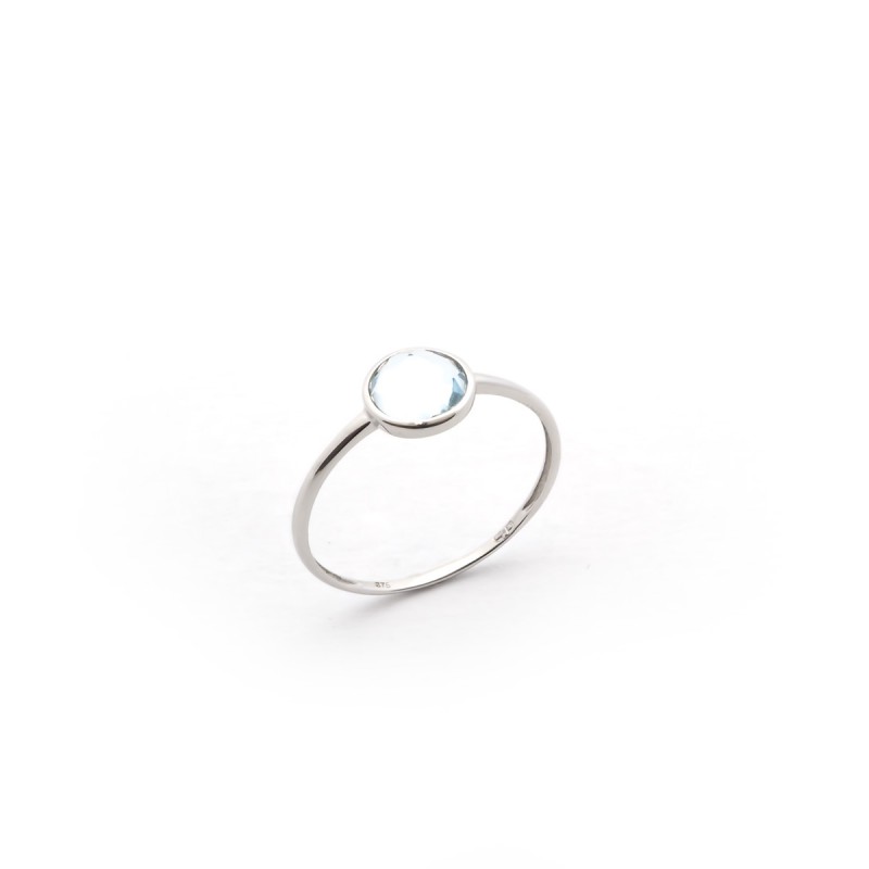 Bague Carador fine en Or blanc 375/000 et Topaze