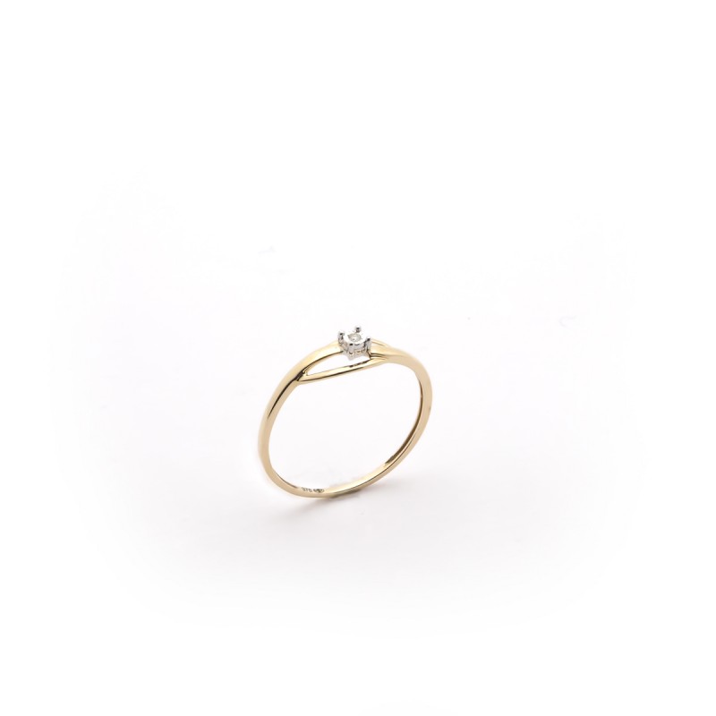 Bague Carador Solitaire fantaisie or jaune 375/000 et diamant 0,01 cts