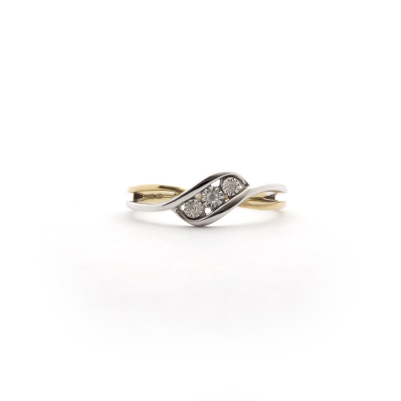 Bague Carador deux ors 375/000 et diamant 0,03cts