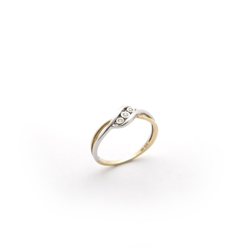 Bague Carador deux ors 375/000 et diamant 0,03cts