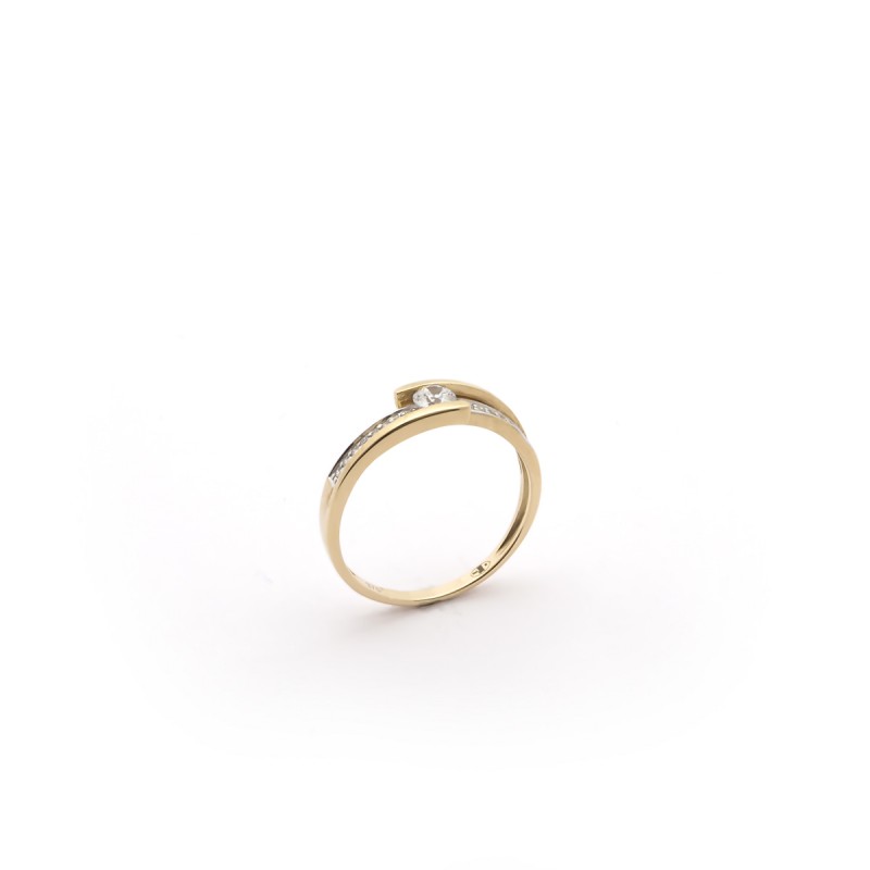 Bague solitaire accompagné fantaisie Carador en or 375/000 et doxydes de zirconium