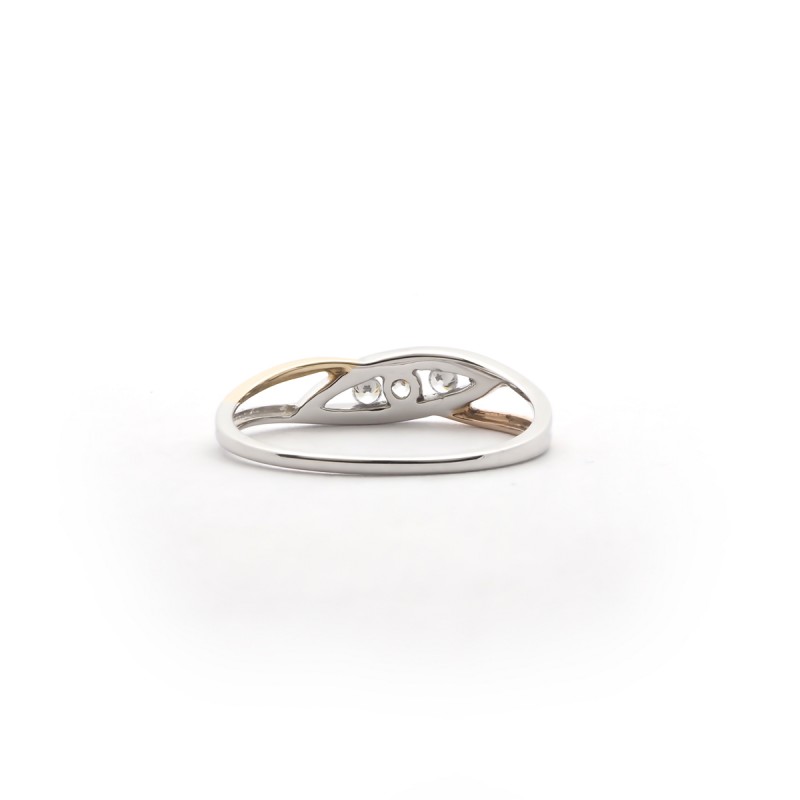 Bague Carador tricolore or 375/000 et oxydes de zirconium