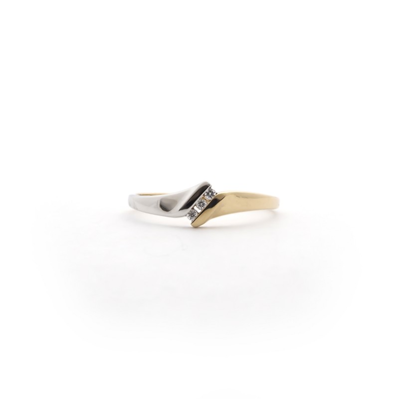 Bague Carador trilogie or jaune et blanc 375/000 et oxydes de zirconium