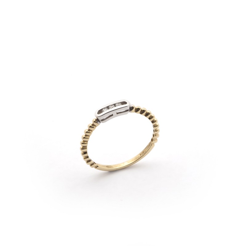 Bague Carador Or jaune et blanc 375/000 et Oxyde de zirconium
