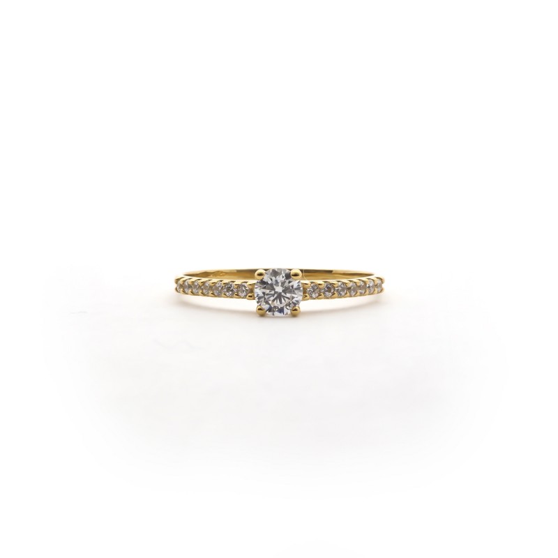 Bague solitaire accompagné femme Carador Or 375/000 et Oxyde de zirconium