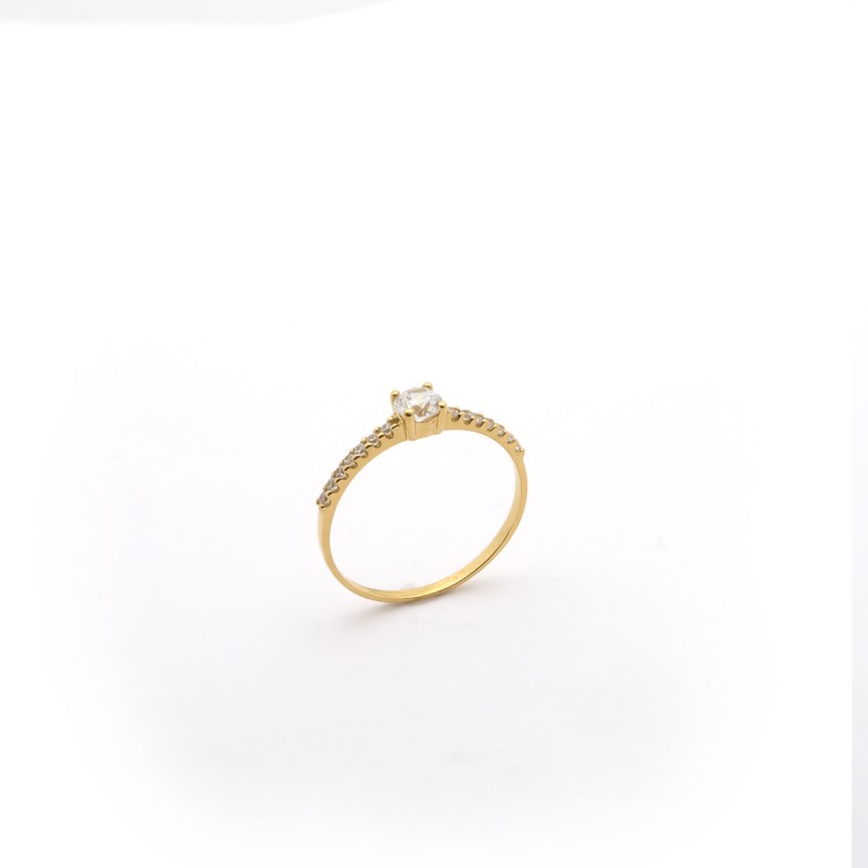 Bague solitaire accompagné femme Carador Or 375/000 et Oxyde de zirconium