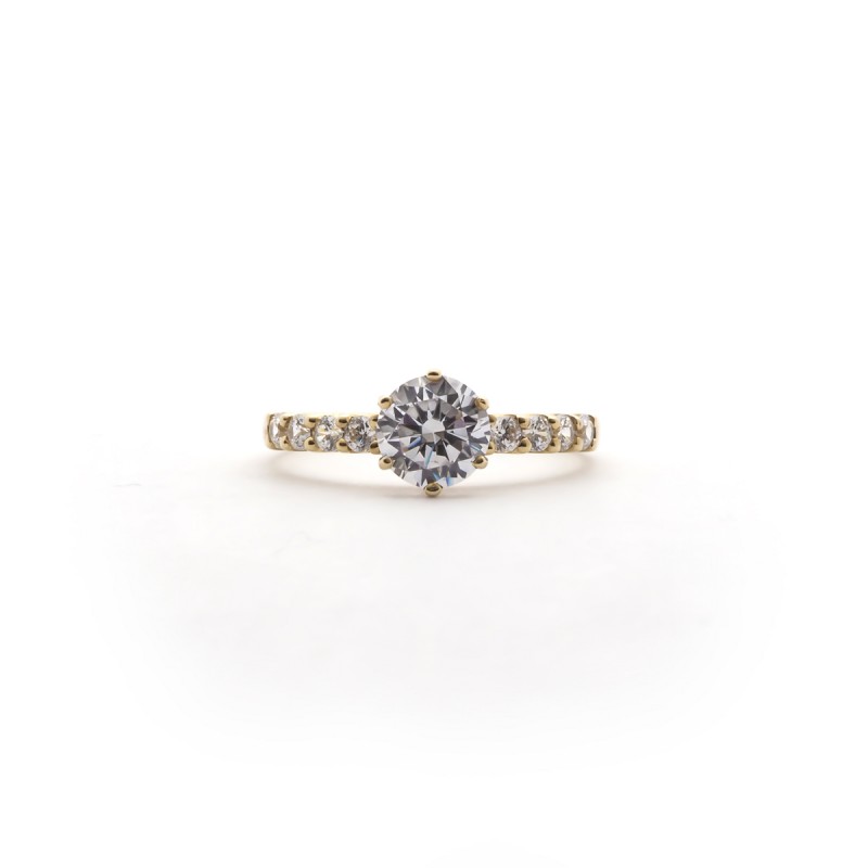 Bague solitaire accompagné femme Carador Or 375/000 et Oxyde de zirconium