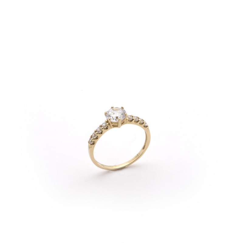 Bague solitaire accompagné femme Carador Or 375/000 et Oxyde de zirconium