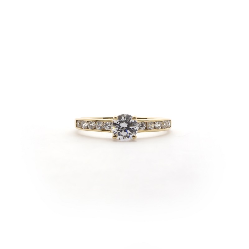 Bague solitaire accompagné femme Carador Or 375/000 et Oxyde de zirconium