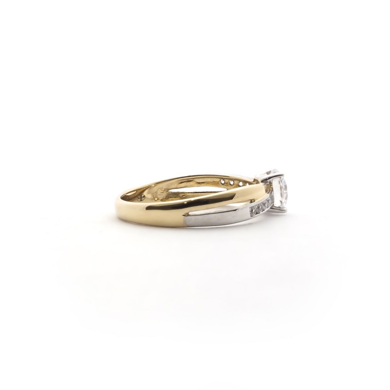 Bague solitaire accompagné femme Carador Or 375/000 bicolore et Oxyde de zirconium
