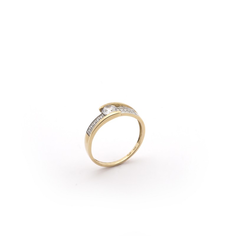 Bague solitaire accompagné femme Carador Or 375/000 et Oxyde de zirconium