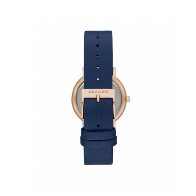 Montre Skagen Femme Collection SIGNATUR Bracelet en Cuir Bleu