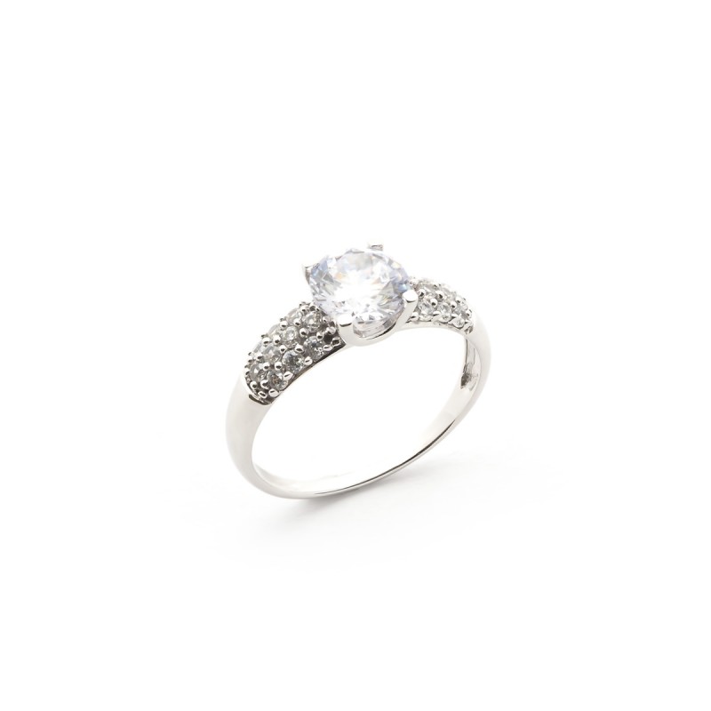 Bague solitaire femme Carador Or blanc 375/000 et Oxyde de zirconium