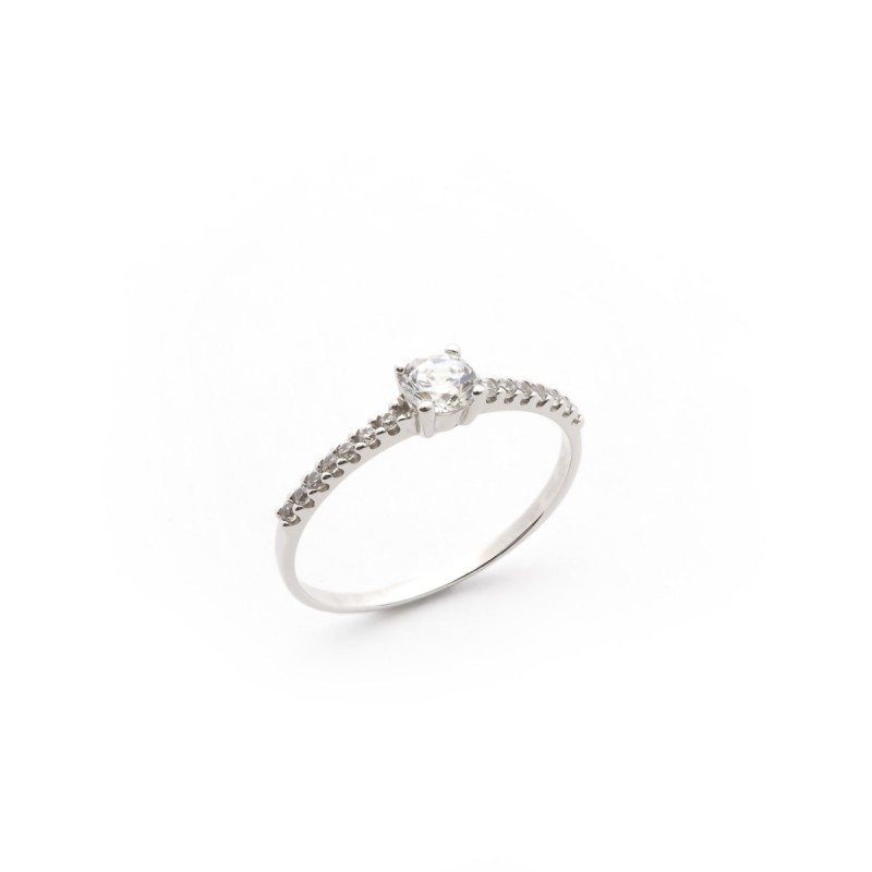 Solitaire oxyde de zirconium Carador classique or blanc 375/000