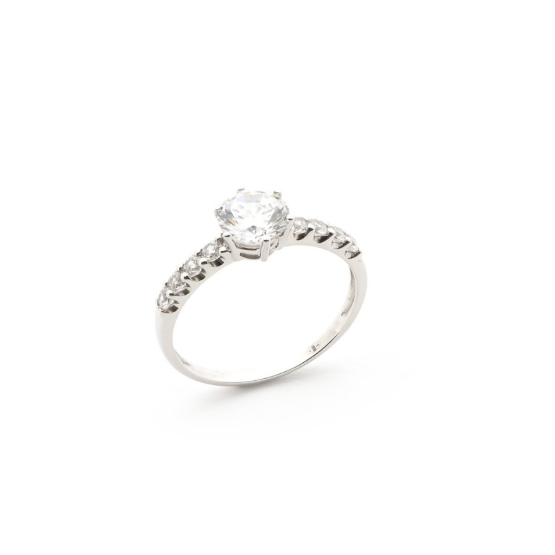 Solitaire Carador or blanc 375/000 et Oxydes de zirconium