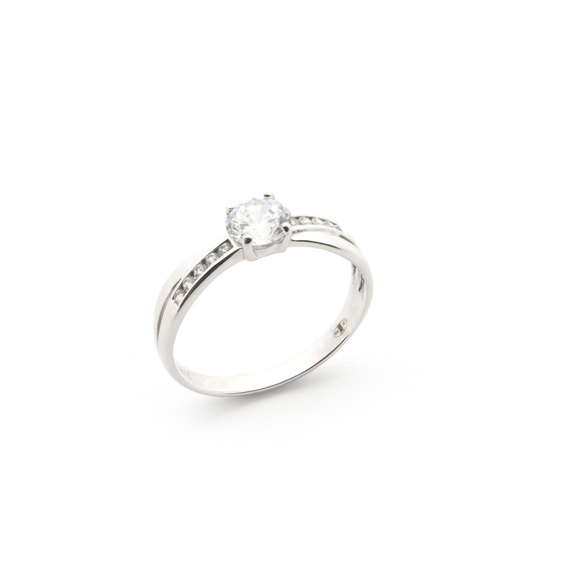 Bague solitaire femme Carador Or blanc 375/000 et Oxyde de zirconium