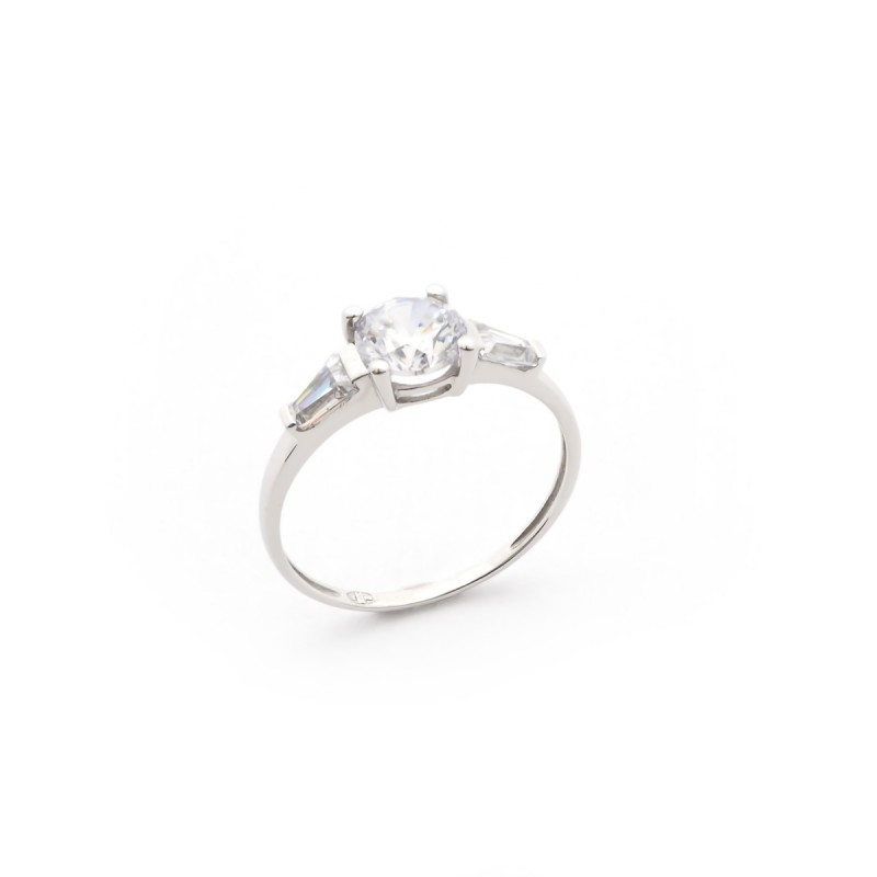 Bague solitaire femme Carador Or blanc 375/000 et Oxyde de zirconium