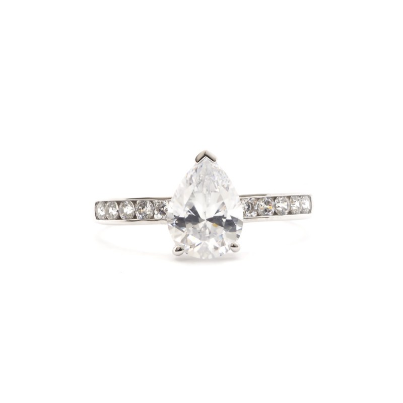 Bague solitaire femme Carador Or blanc 375/000 et Oxyde de zirconium