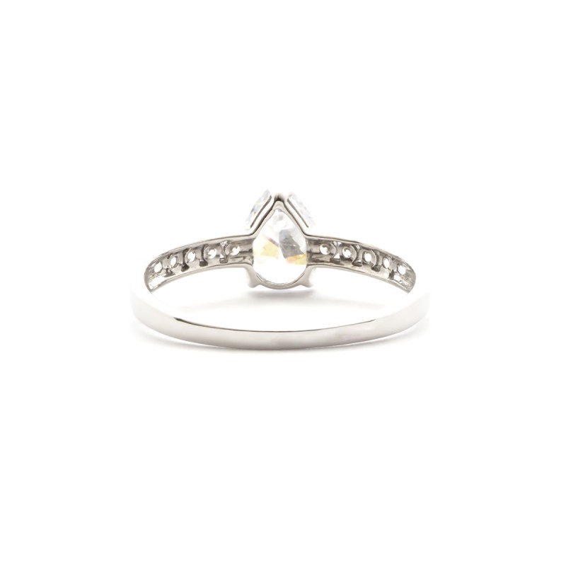 Bague solitaire femme Carador Or blanc 375/000 et Oxyde de zirconium