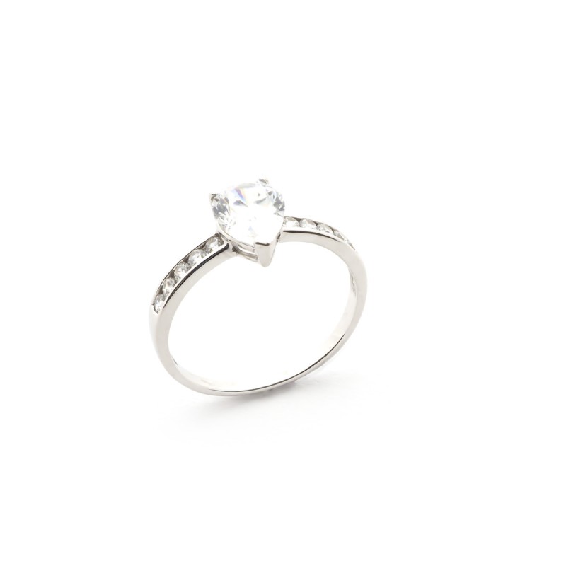 Bague solitaire femme Carador Or blanc 375/000 et Oxyde de zirconium