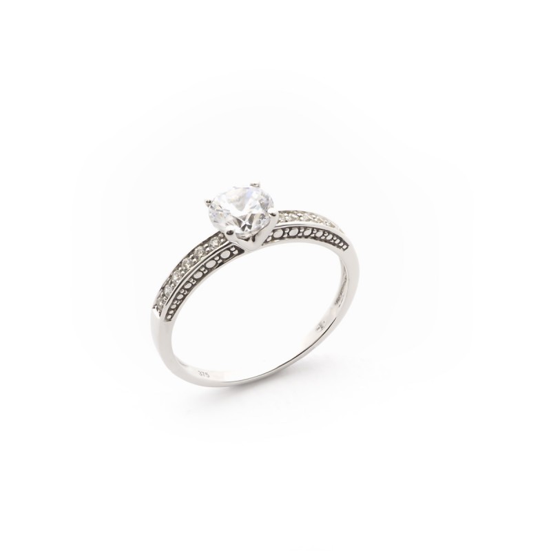 Bague solitaire femme Carador Or blanc 375/000 et Oxyde de zirconium