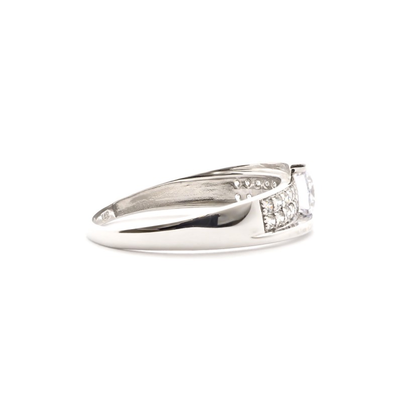 Bague solitaire accompagné femme Carador Or blanc 375/000 et Oxyde de zirconium
