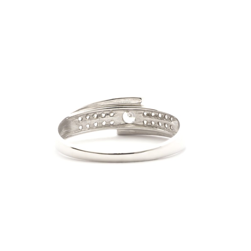 Bague solitaire accompagné femme Carador Or blanc 375/000 et Oxyde de zirconium