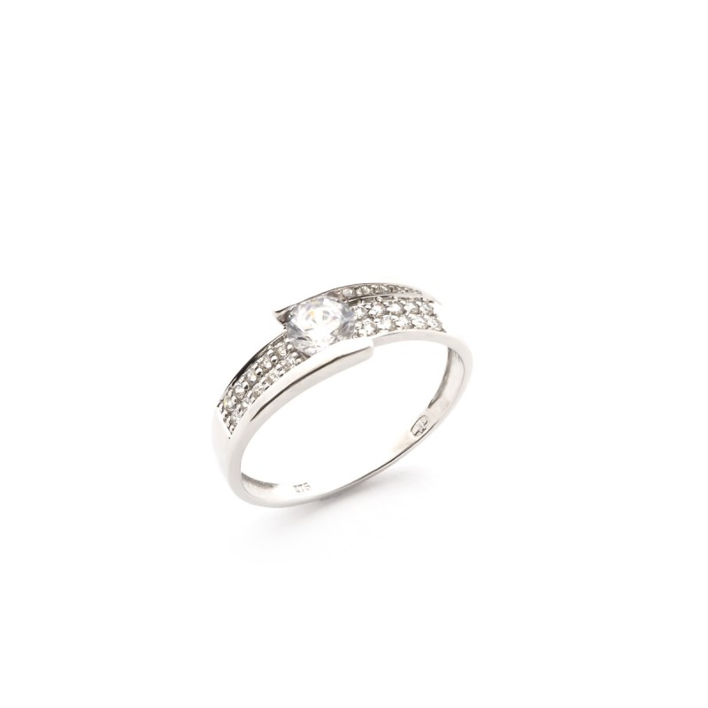 Bague solitaire accompagné femme Carador Or blanc 375/000 et Oxyde de zirconium