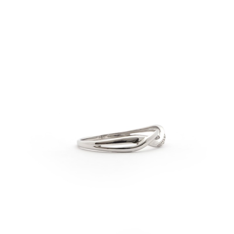 Bague tresse Carador en or blanc 375/000 et diamant
