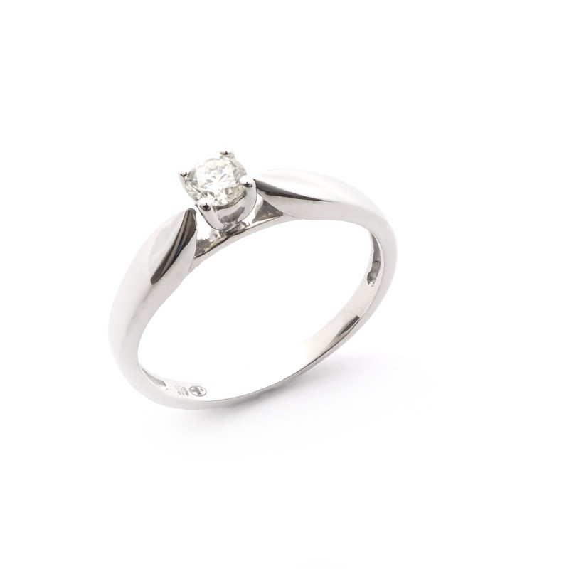 Solitaire Carador or blanc 375/000, diamant 0,18 cts